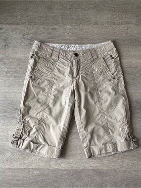 Vintage Esprit Y2K Khaki Cargo Bermuda Shorts Capris Utility Low Rise